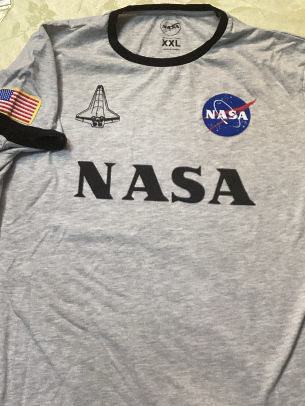 NASA Logo Grey Ringer Short Sleeve Tee - NASA